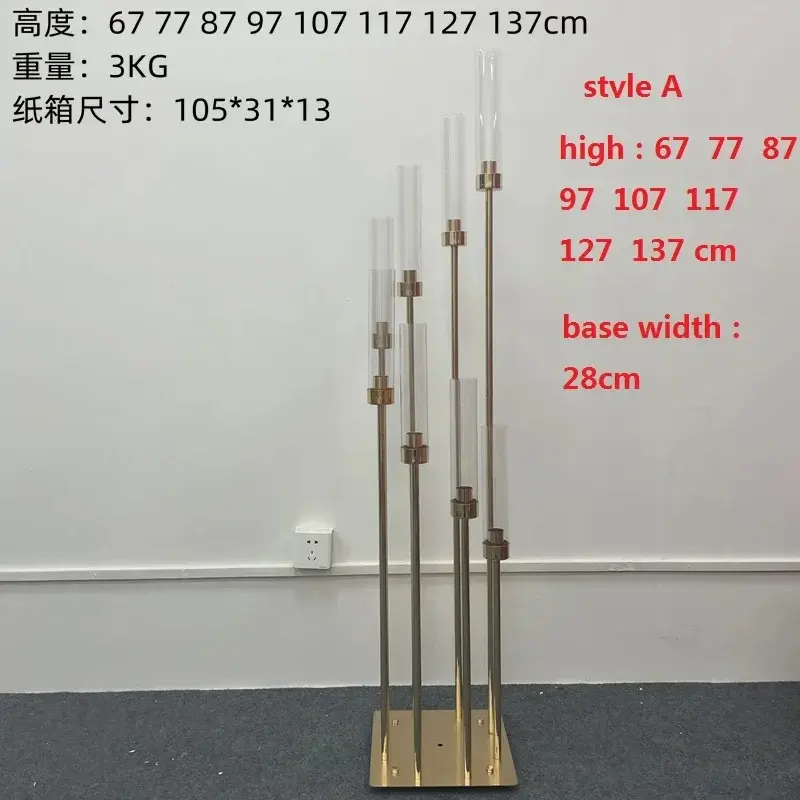 4/5/10pcs 8 Heads Metal Candelabra Candle Holders Road Lead Table Centerpiece Gold Candelabrum Stand Pillar Candlestick wedding - Image 5