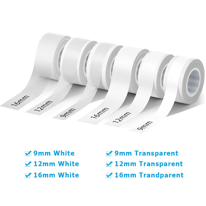 6Rolls MakeID L1 E1 Q1 Label Maker Tape 9mm 12mm 16mm (4meters/Roll) Laminated Office Sticker