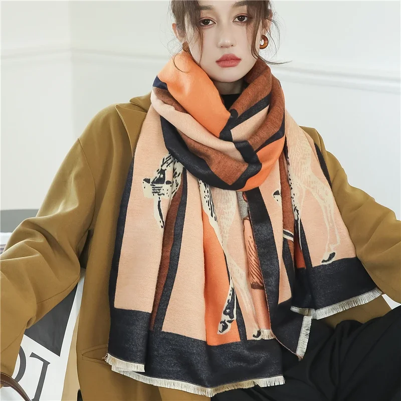 New Winter Cashmere Shawl Scarf for Women Fashion Print Pashmina Thick Warm  Blanket Bufanda Foulard Scarves Poncho 2022 - AliExpress