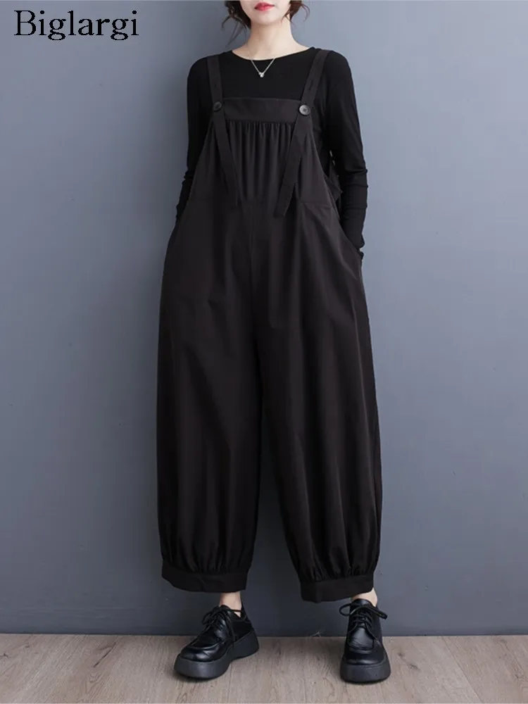 

Весенне-летний комбинезон, женские японские широкие повседневные Свободные плиссированные женские брюки, Модный женский комбинезон с высокой талией