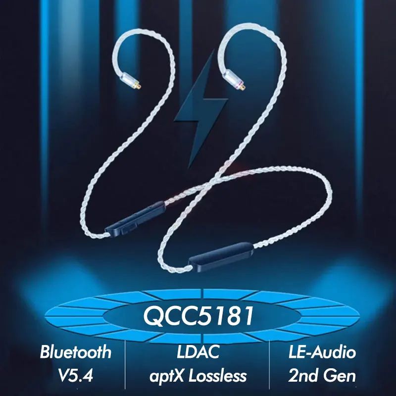

QCC5181 LDAC Wireless Module Bluetooth-Compatible 5.4 Earphone Detachable Cable aptX Voice 32kHz cVc10.0 HD Mic MMCX 2Pin QDC IM