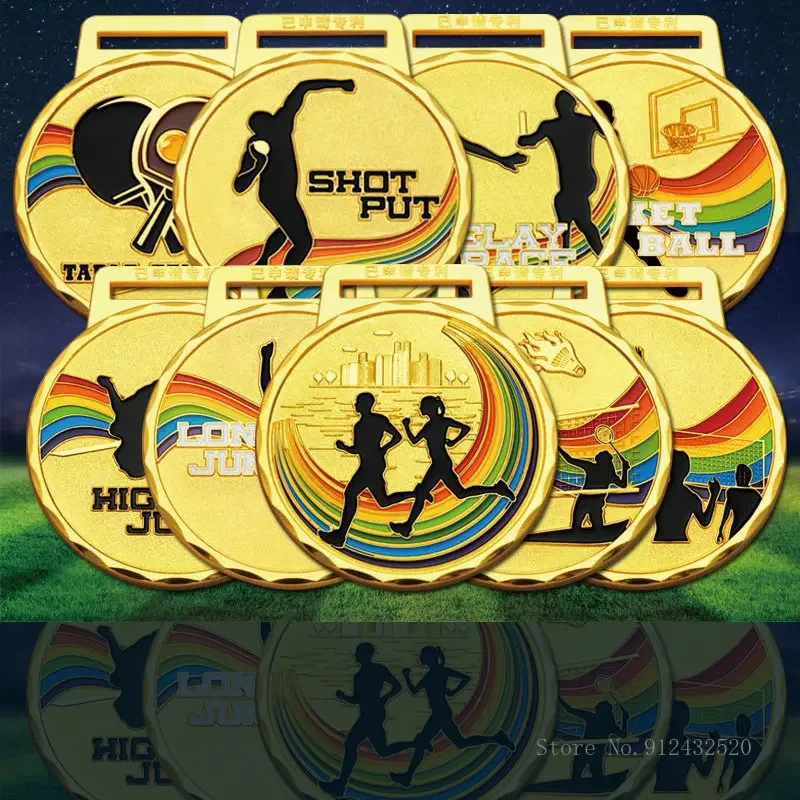 Customized Neck Hanging Medal Sports Basketball Table Tennis Badminton, Football, Rainbow Running Medal, Gold, Silver and Bronze