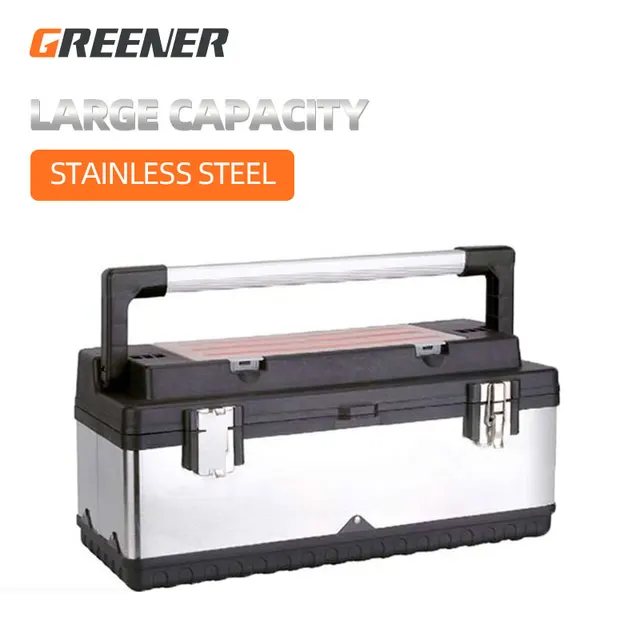 Zöld Növényzet Rozsdamentes Acél Szerszám Tokkészlet Ipari Minőségű Multifunkcionális Hardver Hordozható Villanyszerelő Háztartási Tároló Doboz - Image 6