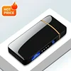 Electric Windproof Metal Lighter Double Arc Flameless Plasma Rechargeable USB Lighter LED Power Display Touch Sensor Lighters 2
