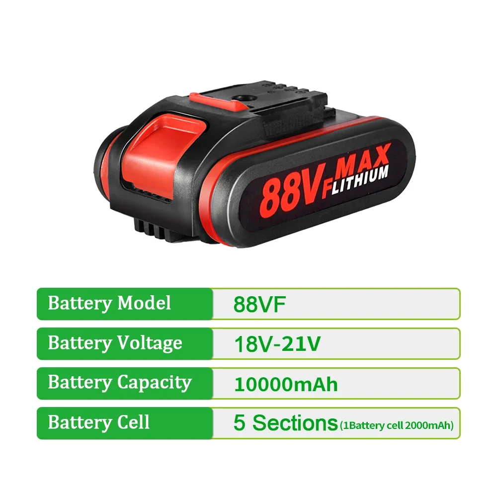 18V/21V 10000mAh wiederauf ladbare Li-Ionen-Batterie für elektrischen Säge schlüssel Akku-Säbels äge für 36vf 48vf 88vf Worx-Batterie
