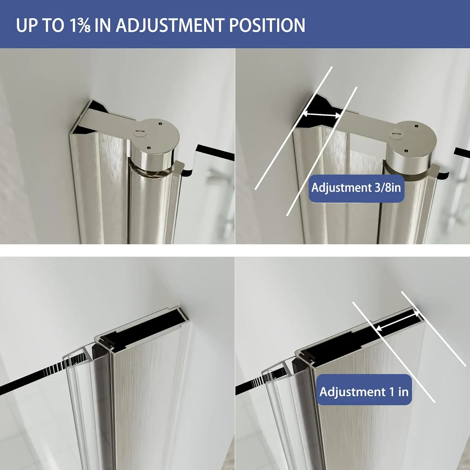 Pivot Swing Shower Door,32-33.5" W x 72" H ,1/4 in Thick Clear Tempered Glass, Glass Shower Doors Can Be Reversible Installation 5