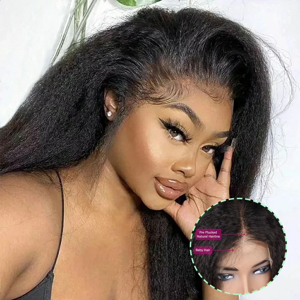

32 Inch HD Transparent 13x4 Lace Frontal Wigs Pre Plucked 4x4 Closure Wigs For Women Yaki Straight Lace Frontal Human Hair Wigs