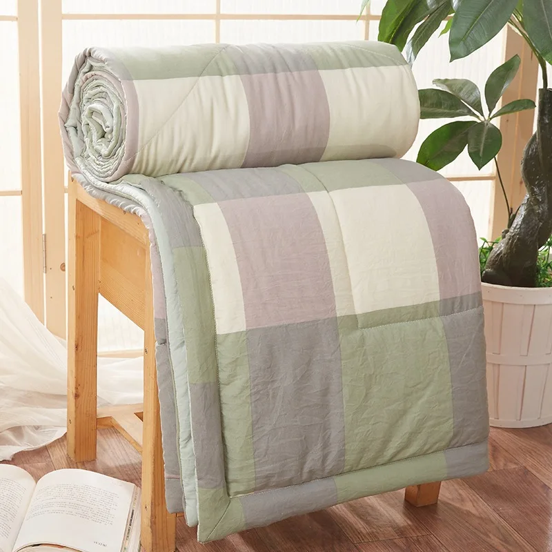 

Cool Quilt Washed Cotton Simple Unprinted Style Air-Conditioning Sofa Lunch Break Summer Thin Blanket Ensembles De Couette