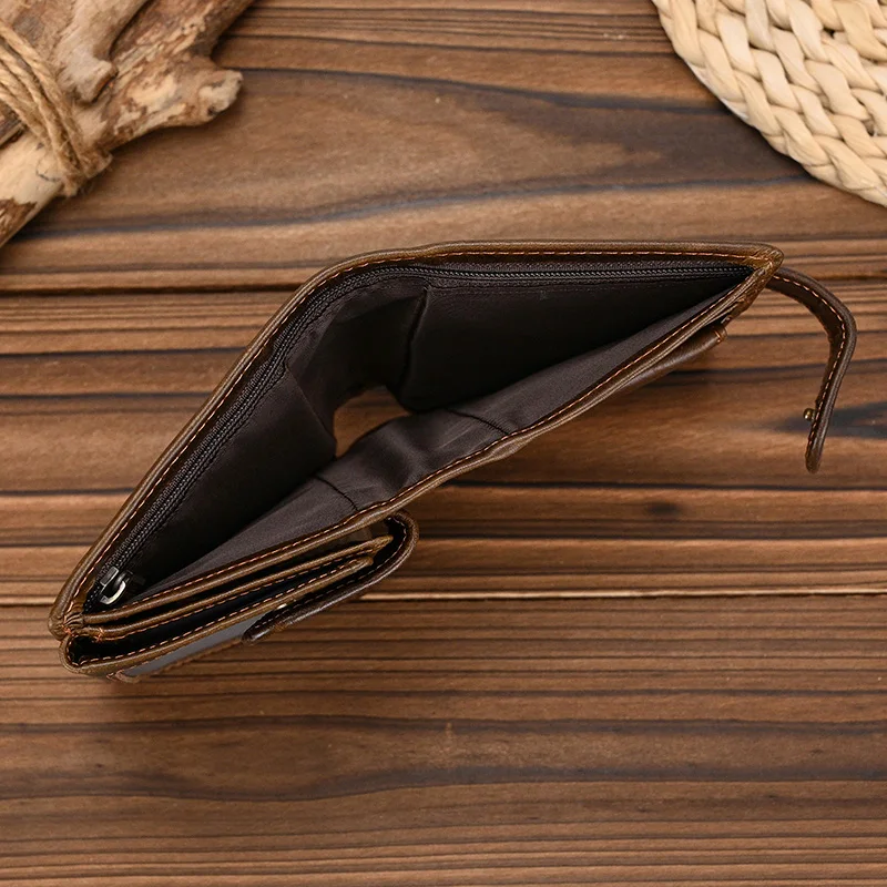 Portafoglio Uomo Slim In Pelle Sintetica Marrone | Con Tasca Portamonete Lampo E 9 Scomparti Per Carte | Leggero E Compatto - 2