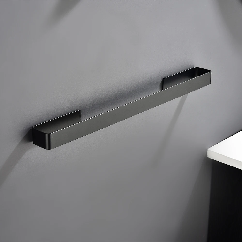Aluminum Towel Holder Black Towel Bar Free Punch Hanger 3M Tape Bathroom Accessories Anodize Euro Style Shelf towel holder,bathroom facilities