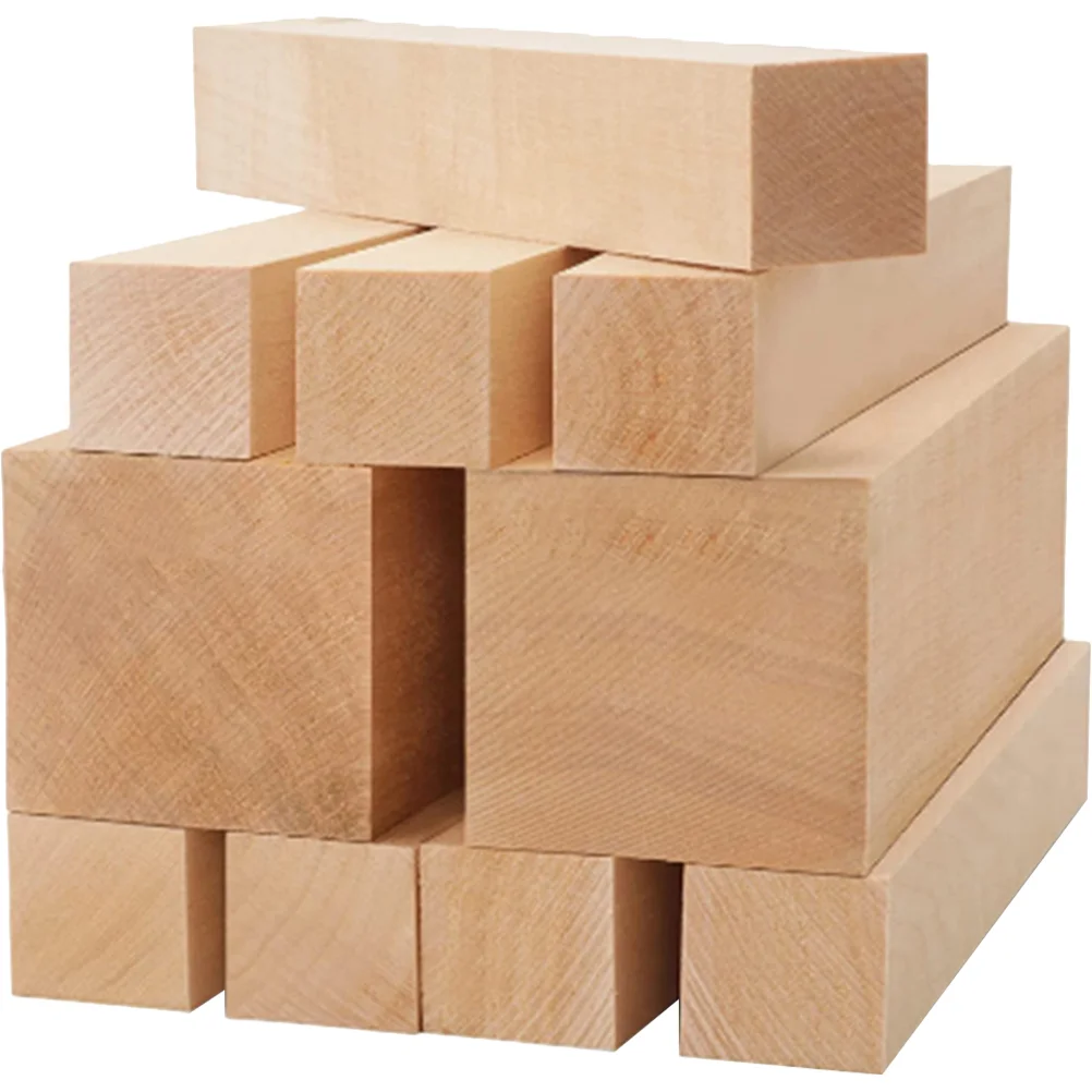 

10 Pcs Basswood Carving Blocks Unfinished Wood Blocks Blank Wooden Blocks for Carving Crafting