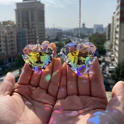 Elegant Crystal Sun Catcher Set - Rainbow Maker for Window and Garden Decor (2pcs Heart)