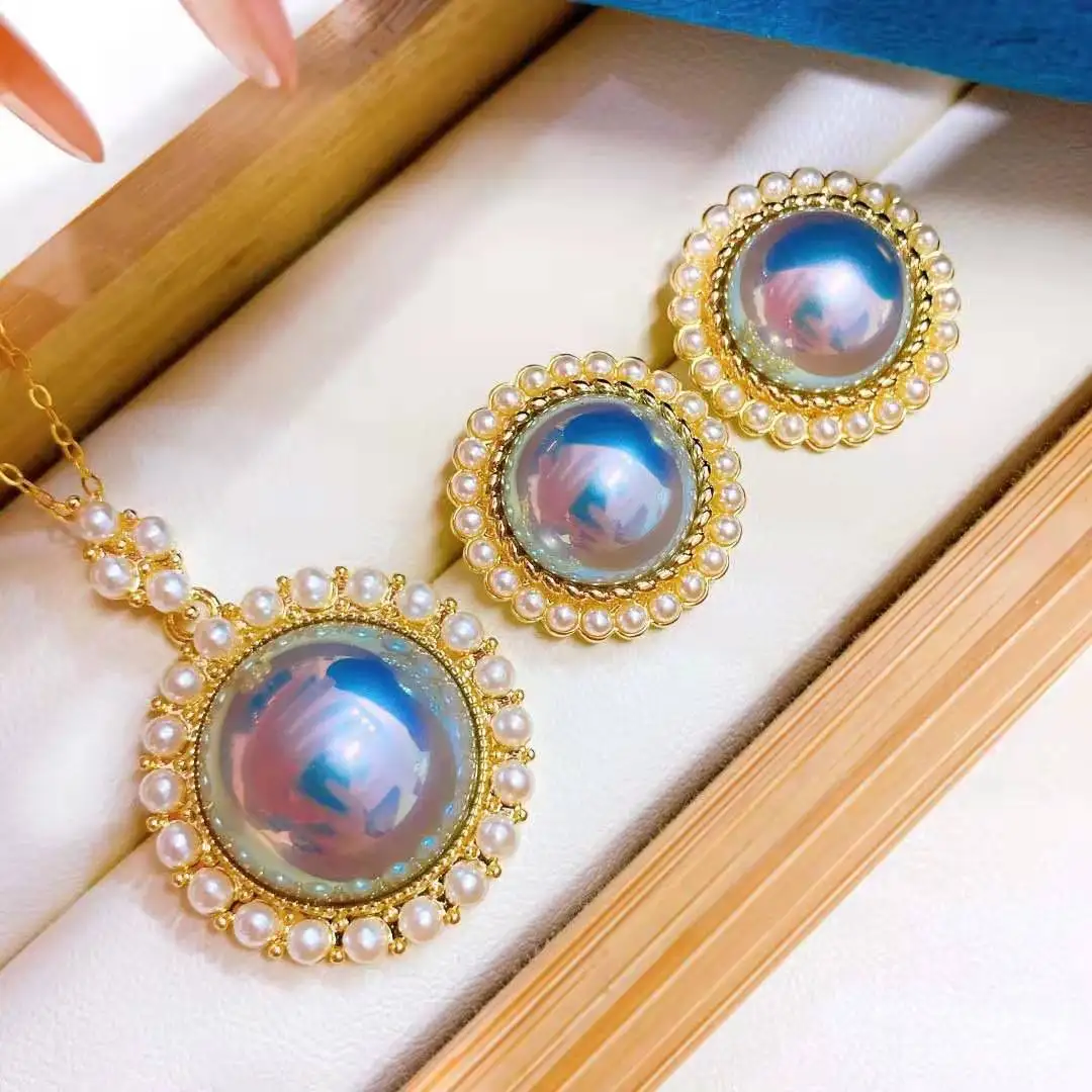 

14kgolden sun flower blue imitation Mabel arrings+pendant,