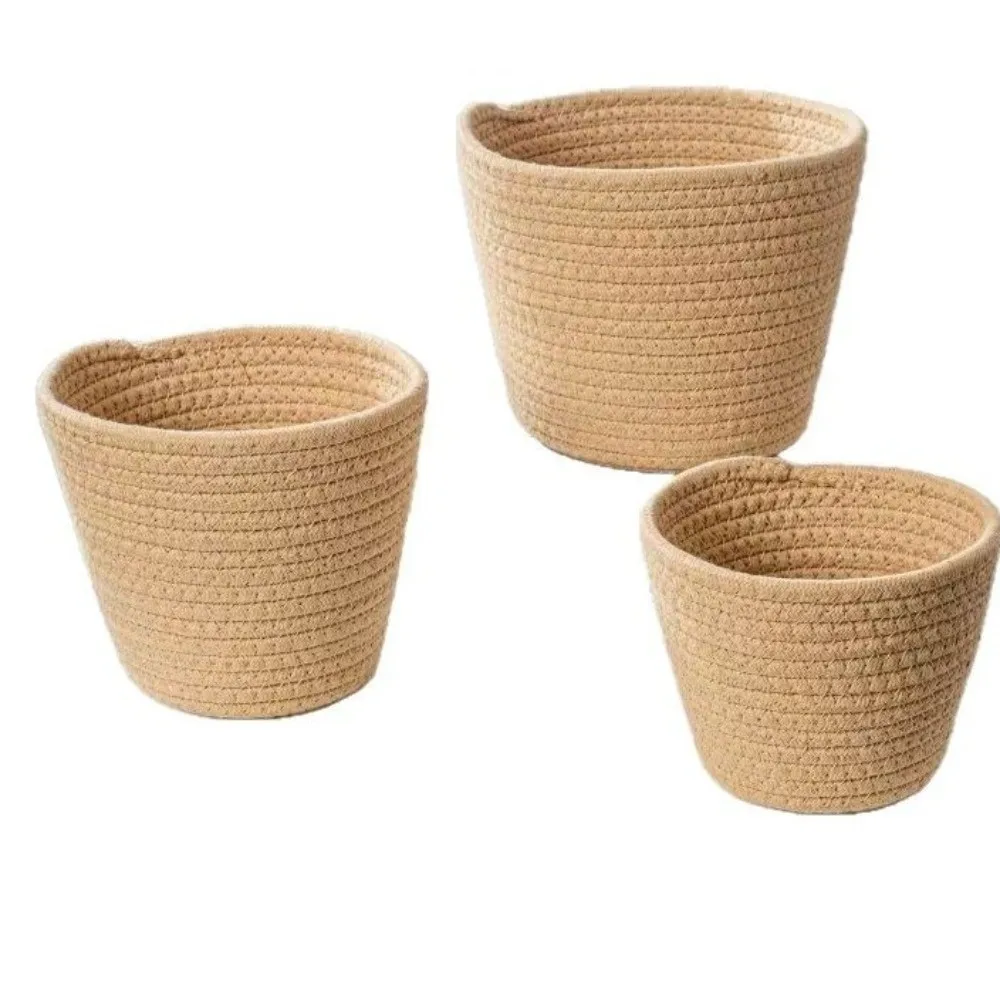 Nordic Style Flower Pot Basket Handmade Decorative Weaving Planter Modern Cotton Rope Woven Basket Home Decoration