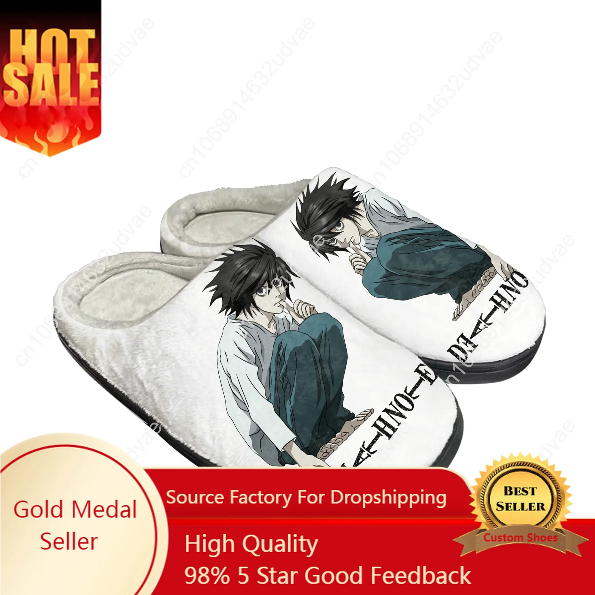 

Anime Death Note Yagami Lawliet L Home Cotton Custom Slippers Mens Womens Sandals Plush Casual Keep Warm Shoes Thermal Slipper