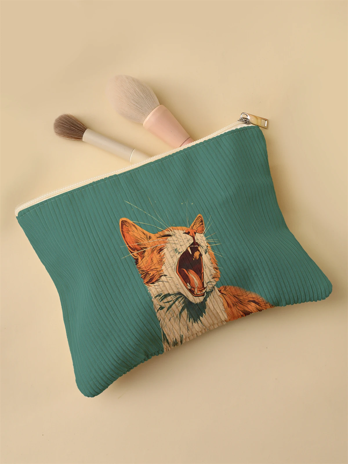 Corduroy Travel Cosmetic Bag Portable Makeup Storage Bag Purses Women Large Capacity Zipper Make Up Organizer Storage Clutch