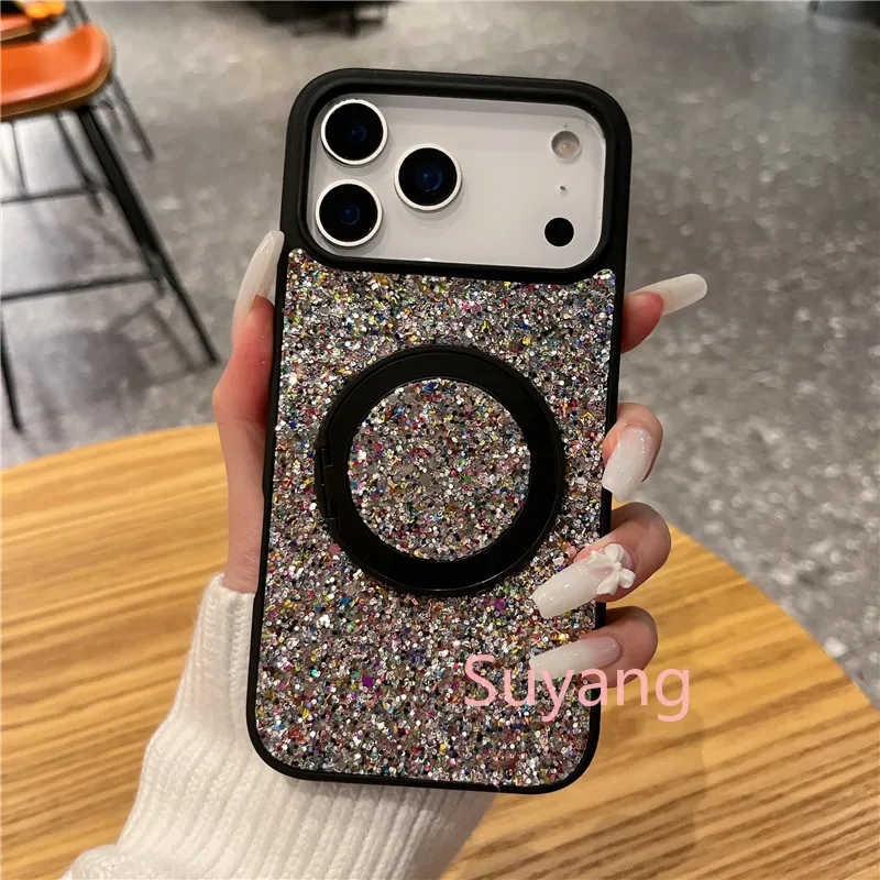 Bling Glitter Phone Case With Magnetic Holder And Kickstand_voghion.com