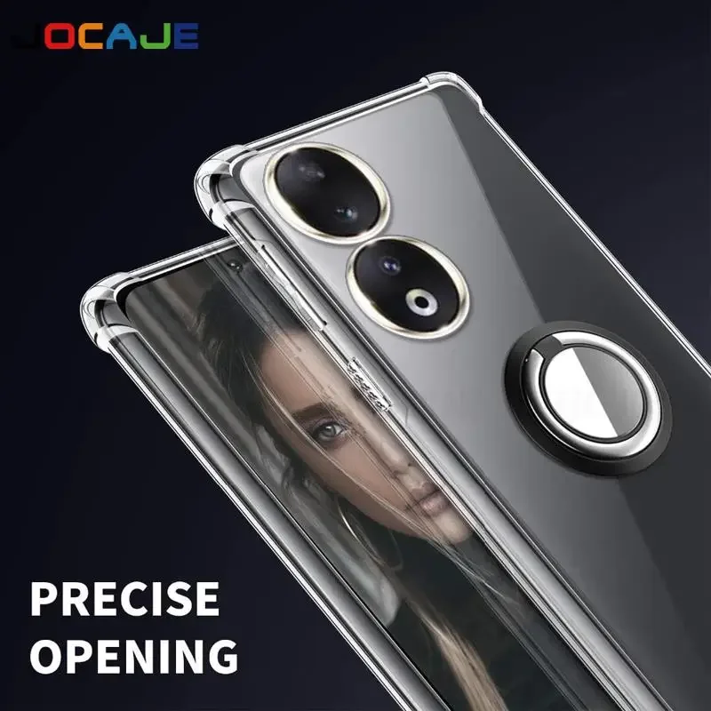 Crystal Clear Ring Stand Soft Case with Airbag Cushion and Bracket Holder