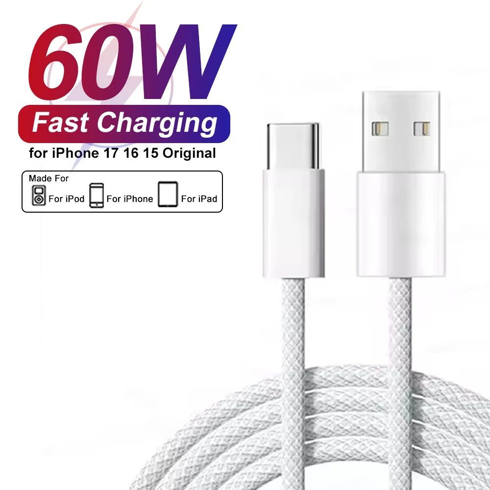 60W USB C Phone Cable For iPhone 16 15 17 thumbnail 3