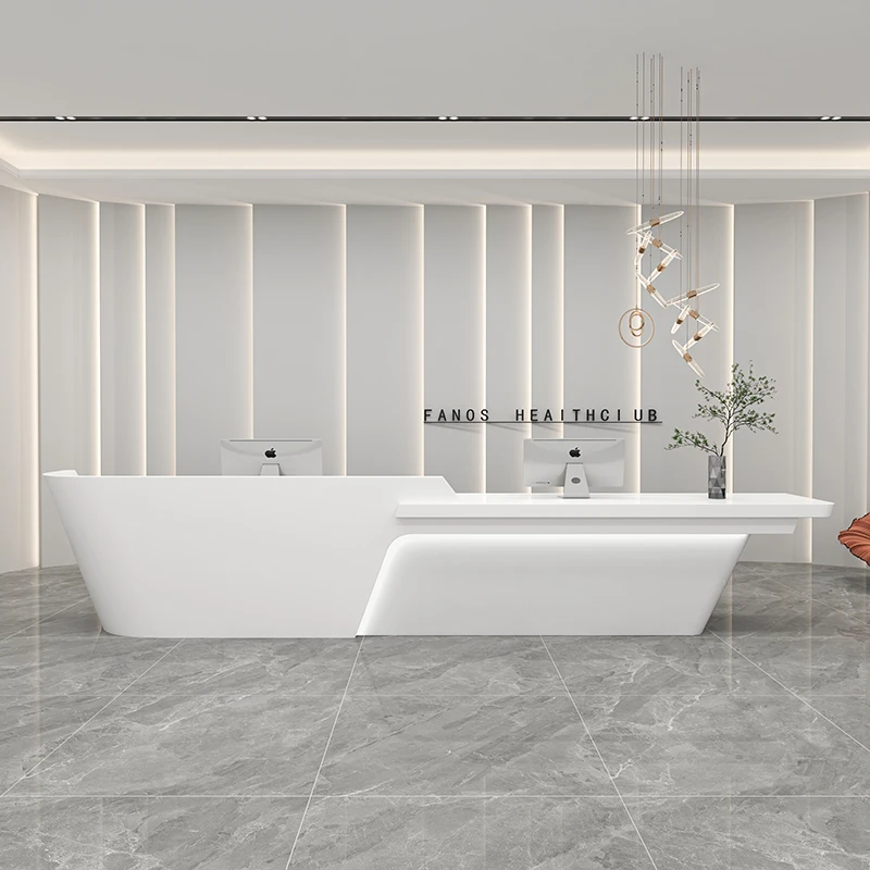 Cassiere White Bar Reception Desk Office Cash Beauty Executive Luxury Checkout Reception Desk Retail Reception Furniture Desk Hdh