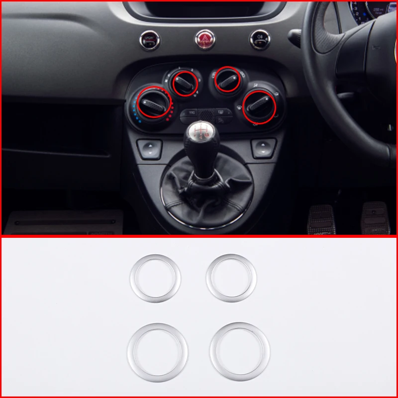 

For FIAT Abarth 500 500C 595 595C 695 695C 2008-23 (knob version) Car Air Conditioner Volume Knob Ring Sticker Alloy Accessories