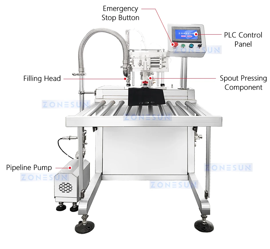 ZONESUN Semi Automatic Tap Spout Pouch Filling Machine BIB Filler ZS-BIB01