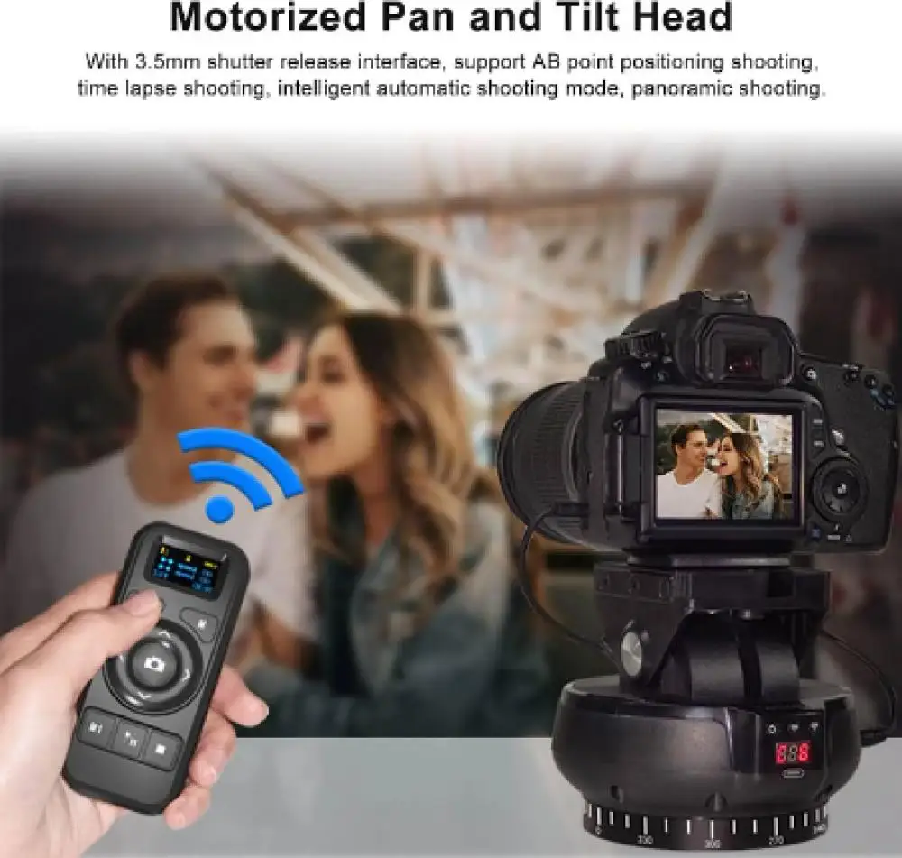 ZIFON YT-1200 Auto Motorized Rotating Panoramic Head Remote Control Pan Tilt Video Tripod Head Stabilizer for Video Shooting