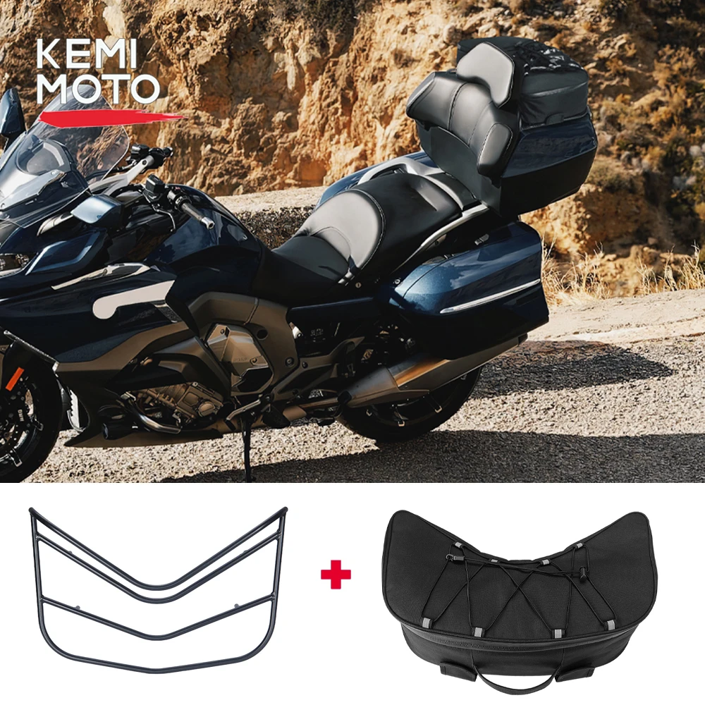 KEMIMOTO Top Luggage Bags and Rack For BMW K1600GT K1600GTL Grand 1600GT GT Top Rear Box Cases 2010-on 2023 front engine guard highway crash rear saddlebag frame protector bars for bmw k1600gt k1600gtl 2011 2018 black silver