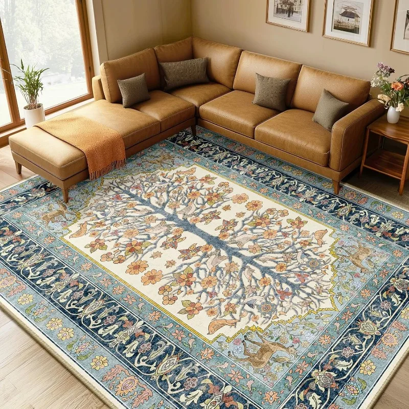 Floral Living Room Carpet Tree Life Art Design Bedroom Soft Rug Home Decoration Machine Washable Non-slip Cloakroom Mat 러그 Tapis