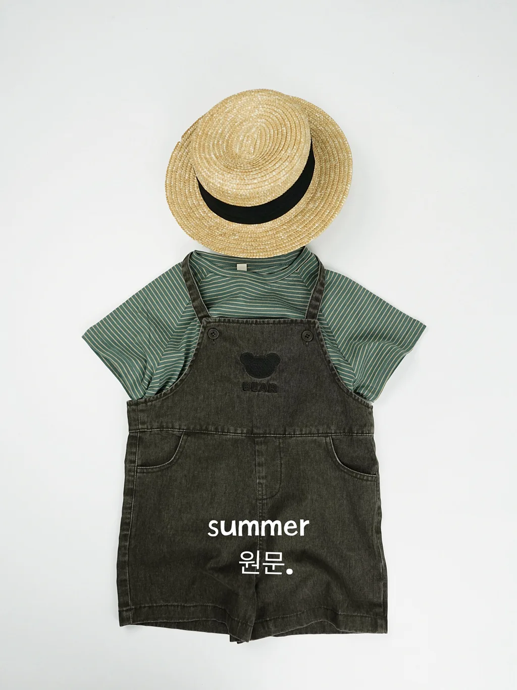 2025 Summer New Cute Bear Embroidery Girls Jeans Overalls Loose Children Sling Pants Kids Boys Denim Strap Shorts Baby Clothes