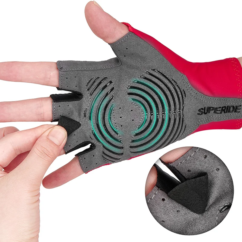 SUPERIDE Men Women Half Finger Riding Cycling Gloves Sports Anti-sweat Road Bike Gloves Padded Shockproof MTB Bicycle Gloves 5