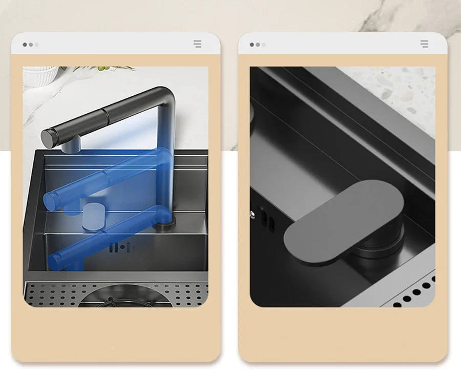 ASRAS Nano Black Stainless Kitchen Sink Image 5