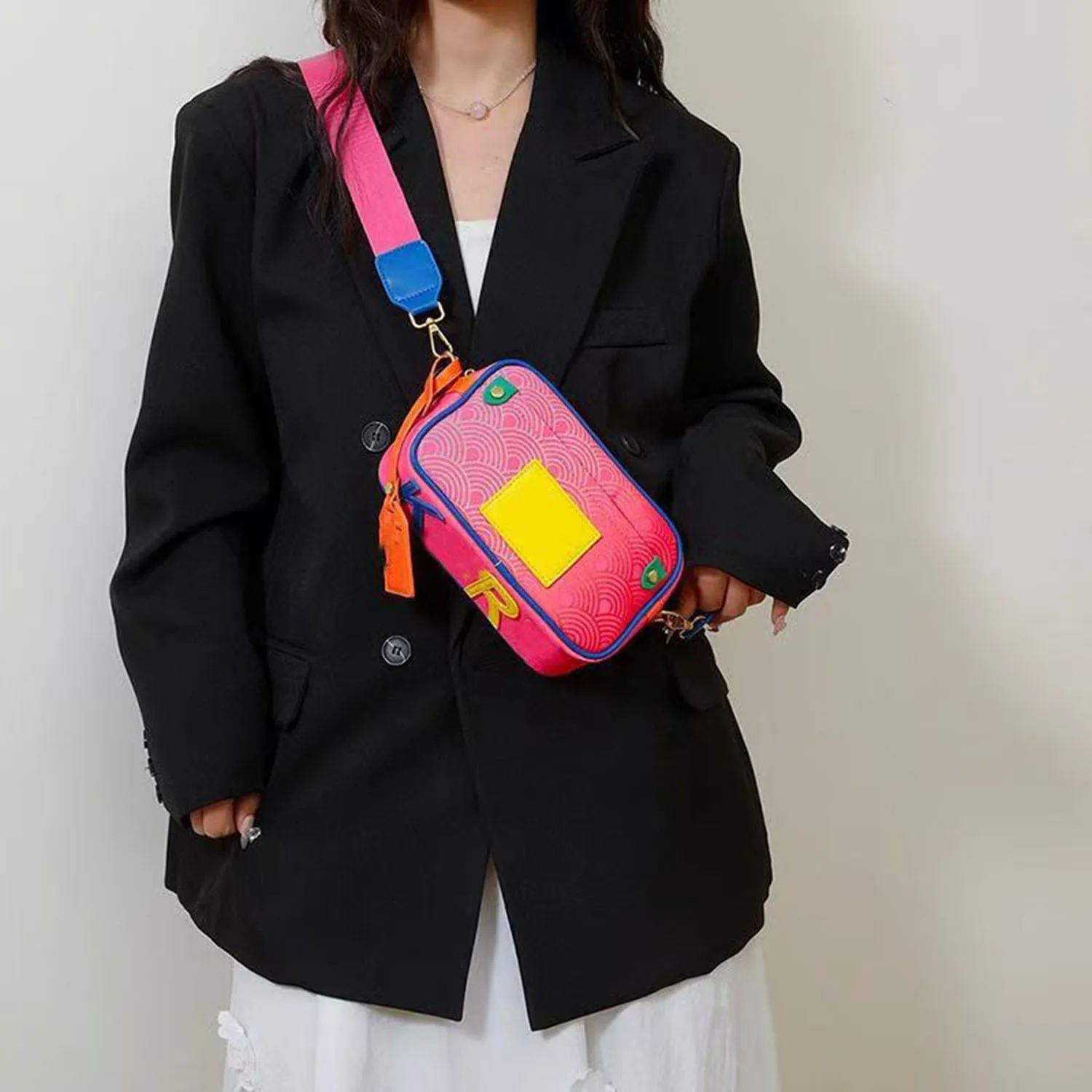 Women's K-G Camera Style Gradient Stitching Fashion Chain Bag Shoulder Bag Crossbody Ladies CrossBody Handbag