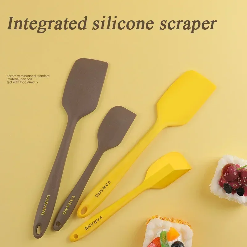 Silicone Spatula Set Gadget Tools Mixing Tool Utensils All for Kitchen and Home Baking Cake Cream Yellow/Brown Scraper 2 Pieces kitchen utensils
