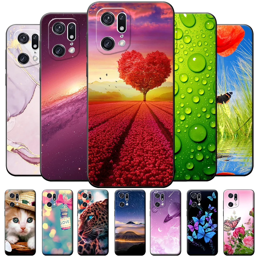 For Oppo Find X5 Case Find X5 Pro Fashion Cute Black Phone Cases For Oppo Find X5 Lite Back Cover  Find X5 X5Pro Lite Tpu Bumper