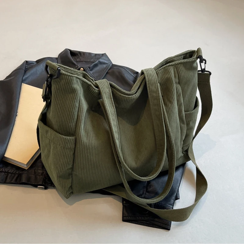 Corduroy Tote Bag Adjustable Strap