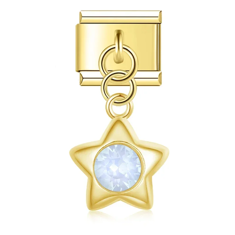 Hapiship Fashion Color Glaze Star Shiny CZ Charm Stainless Steel Bracelet