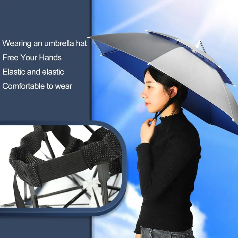 77cm Outdoor Fishing Umbrella Hat Hands Free Rainbow Folding Waterproof  Camping Sun Hat Rainy Day Foldable Umbrella Cap - Umbrellas - AliExpress