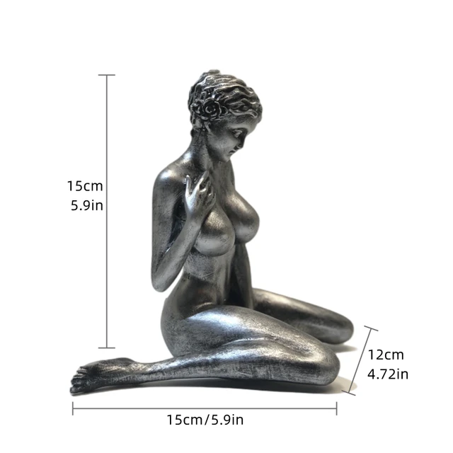 Statue De Déesse En Résine - Sculpture Féminine Nue, Design Moderne - Décoration Maison, Bureau (15x12x15 Cm)