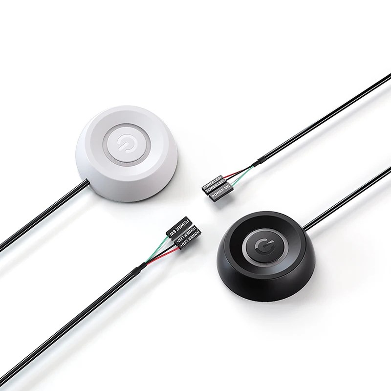 Desktop Computer Switch Push Button PC Motherboard External Start Power Button Extension Cable Computer Round Startup Switch