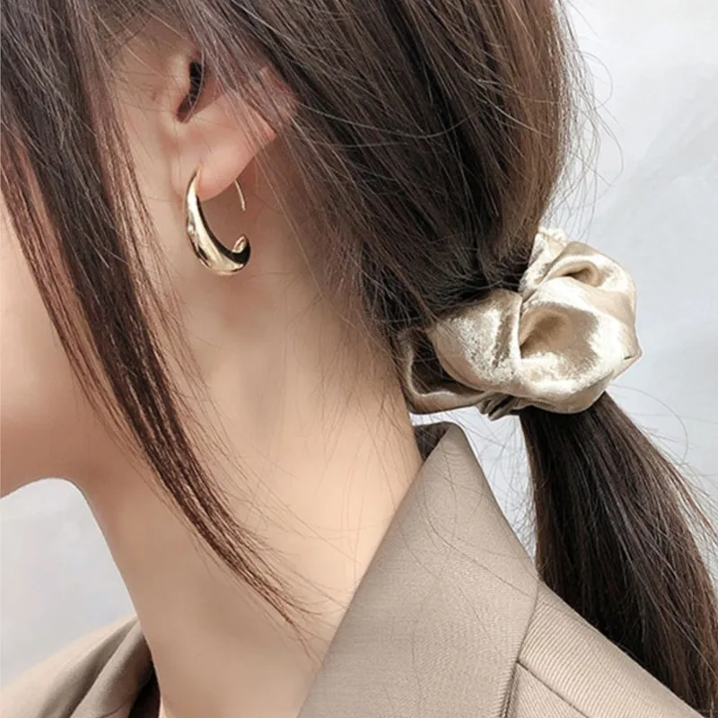 Silver Color Geometric C Shape Stud Earrings for Women French Trendy Gold Plated Prevent Allergy Earring Party Jewelry