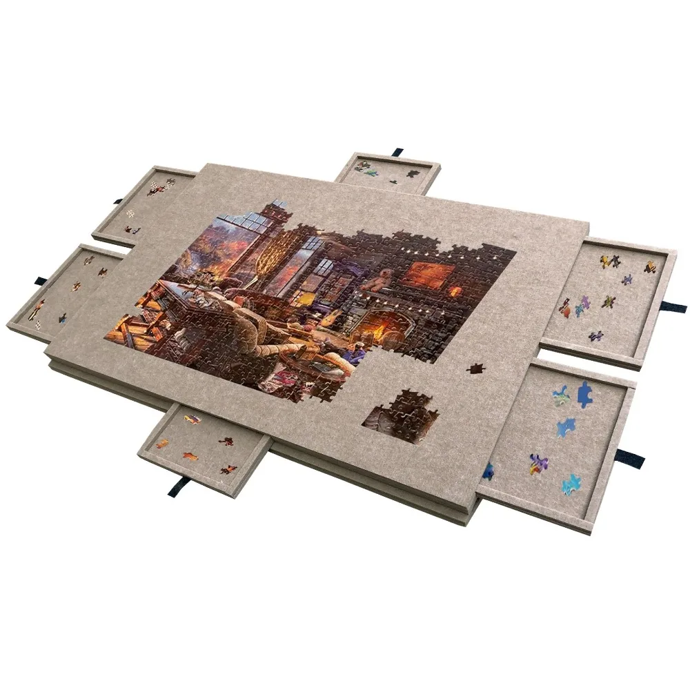 Porta Puzzle Da 1000 Pezzi Con 6 Vassoi Ordinamento – Tavolo In Feltro Portatile E Regolabile Per Adulti – Salvaspazio Antiscivolo - 2