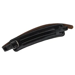 Vintage Adjustable Leather Guitar Strap with Metal Buckle (Black)