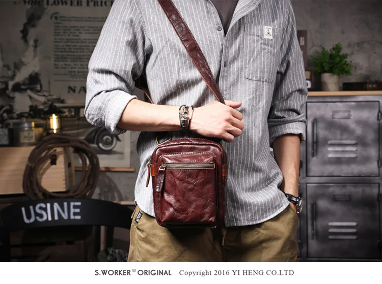 PNDME Casual Designer handgemachte hochwertige echtes Leder Herren Umhängetasche Outdoor täglich Luxus Rindsleder Umhängetasche – Detail 5