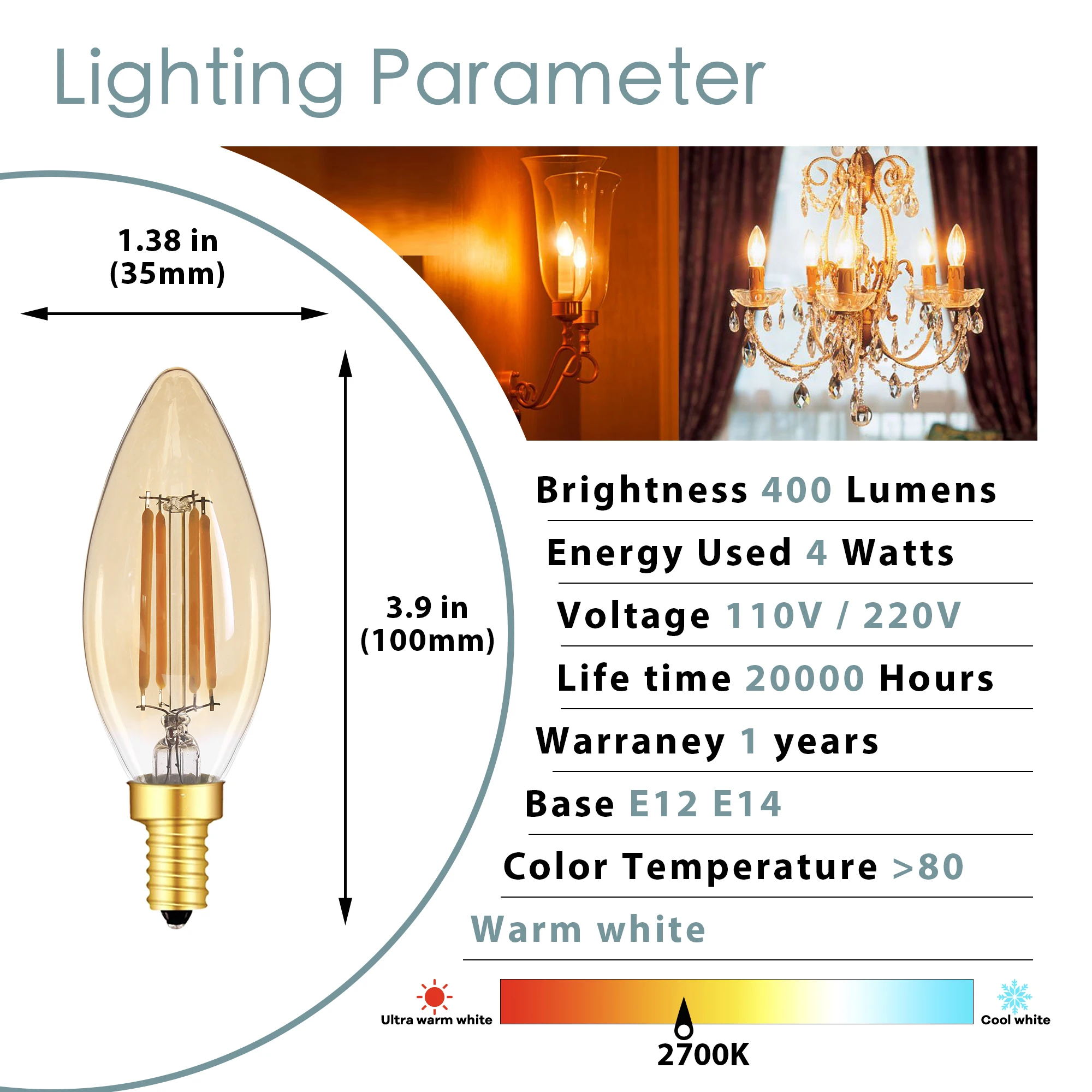 Mini lampe tubulaire vintage LED, ampoule à filament Edison, lumière  blanche chaude, lustre, vis E12, E14, E26, 110V, 220V, T28, T25 - AliExpress