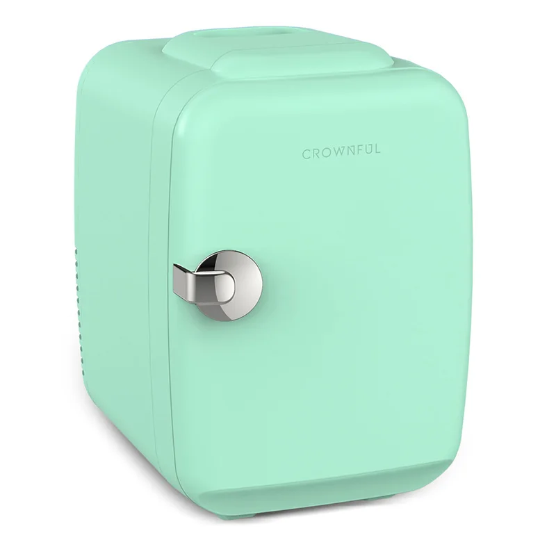 Crownful 4L Mini Fridge 110V 220V Beauty Makeup Skincare Refrigerator AC/DC Heated Cooling Beauty Refrigerator Car Mini Fridge — green