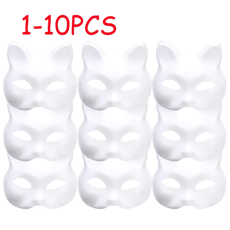Face Mask 3D Face Masks Masquerade Mask Party Masks Masquerade Cat Face Masks DIY Party Masks Props Paintable Blank Party Cosplay Accessories 1/2/3/5/8/10pcs