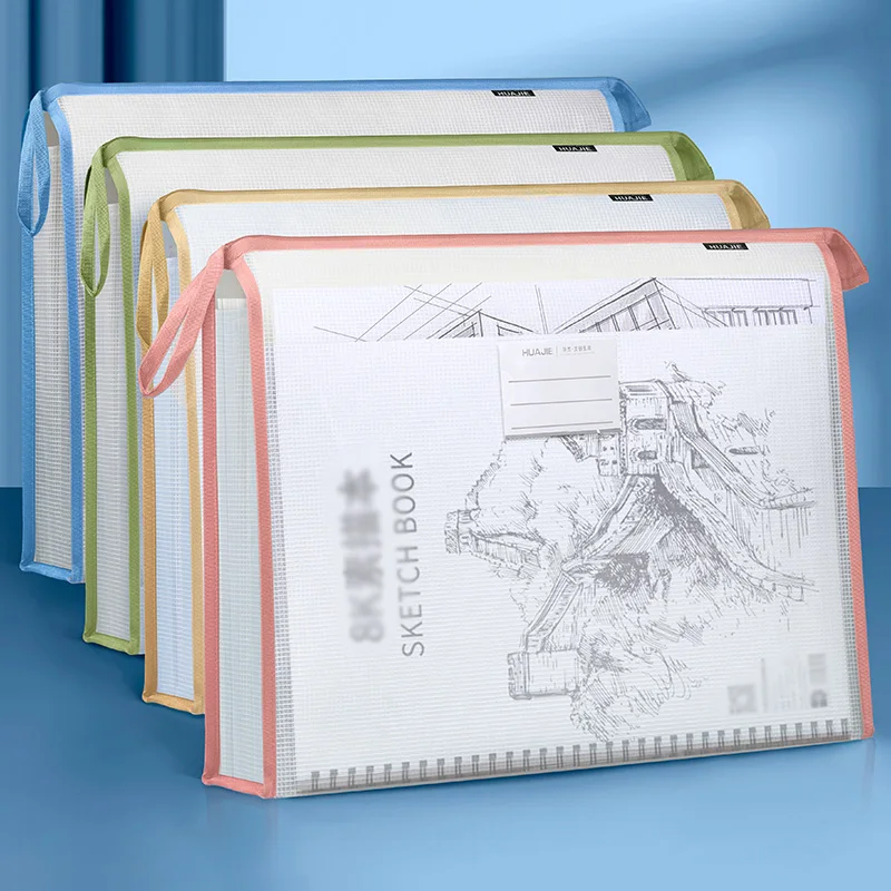 Huajie 1 pièces sac à fermeture éclair A3 en maille stéréo en matériau Eva épaissi, sac à main d'organisation et de stockage de tirage en papier de peinture de très grande capacité, utilisé pour la classification et le stockage des fichiers, peut être utilisé pour un usage habituel