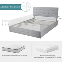 HOOMIC Platform Storage Bed Frame with 4 Drawers, Adjustable Headboard with Square Stitched Button Tufted Design Allewie 5