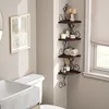 Corner Shelf Wall Mount, 4 Tier Floating Shelves for Wall, Easy-to-Assemble Wall Shelves Rustic Wood Decor 6